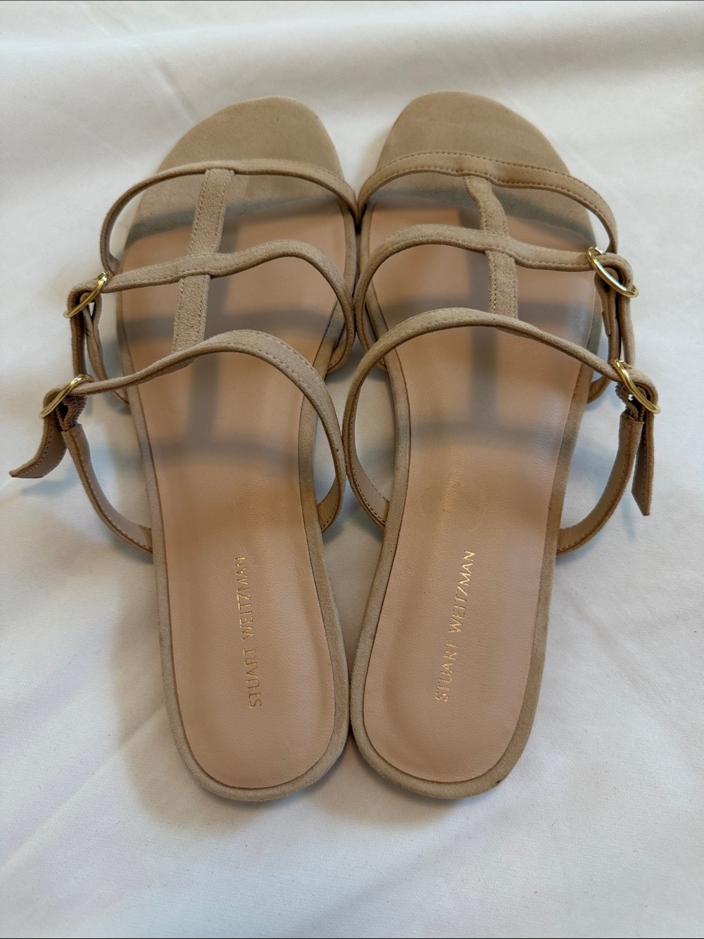 Stuart Weitzman Tan Strappy Flat Sandals Size 11